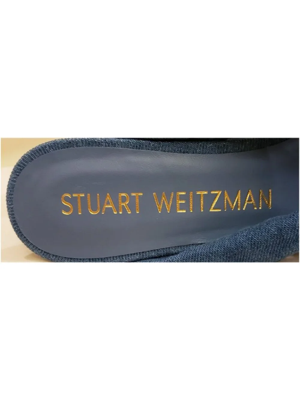 Stuart Weitzman Blue Denim Knot Mule Sandals Lucite Clear Heel Size 8.5 B